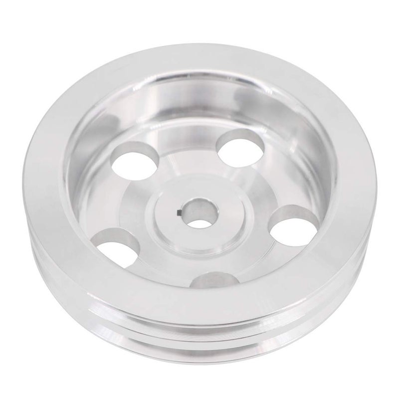 KIPA Aluminium Double groove Power Steering Pump Pulley For Chevy SBC BBC With key-way power steering units through 1984 with a 5/8" Shaft Satin Aluminium Finish Durable 2-Groove 8848-1 - Image 1